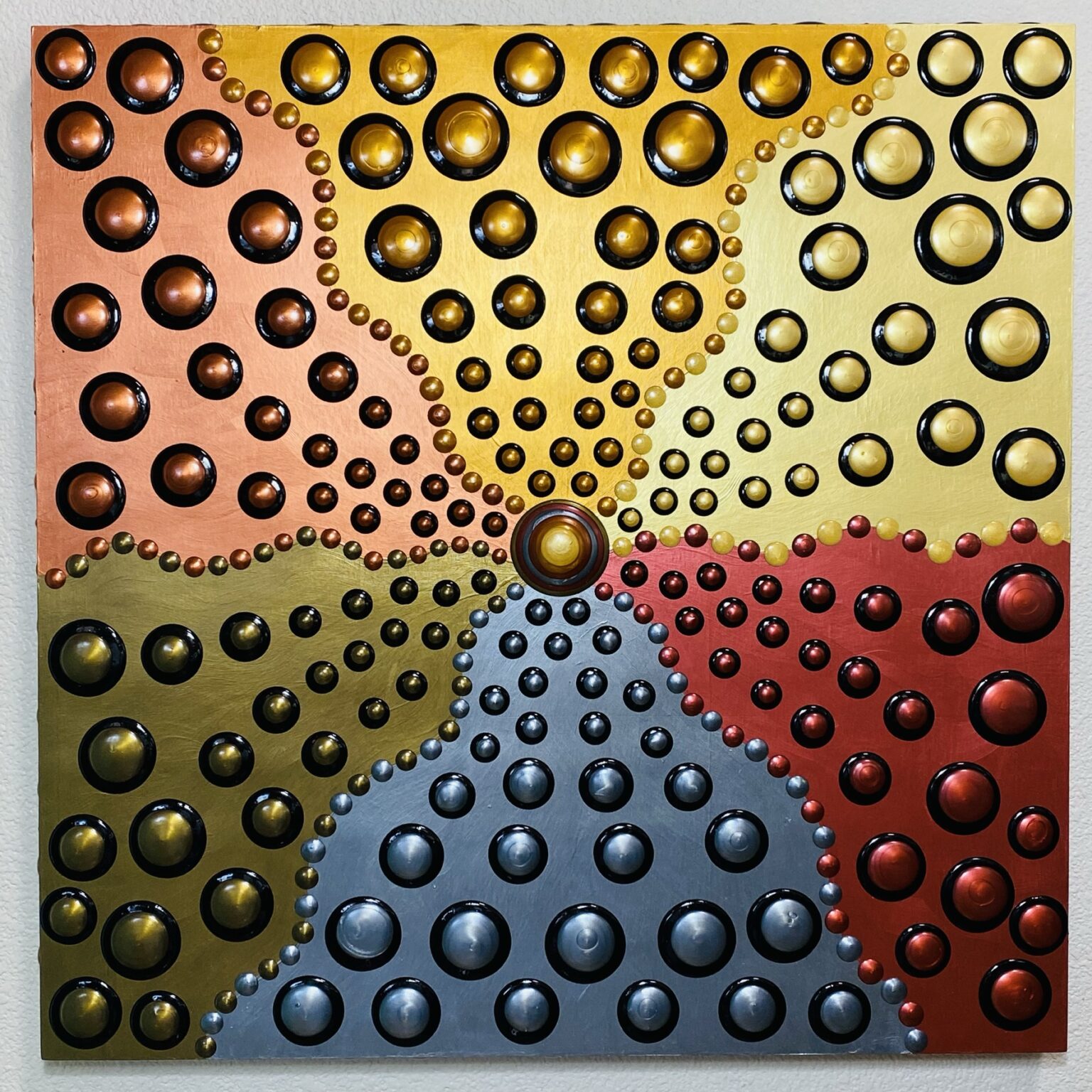 Blob Art; The Metallic 6 Blob Painting on Wood Canvas - Furst Art Studio